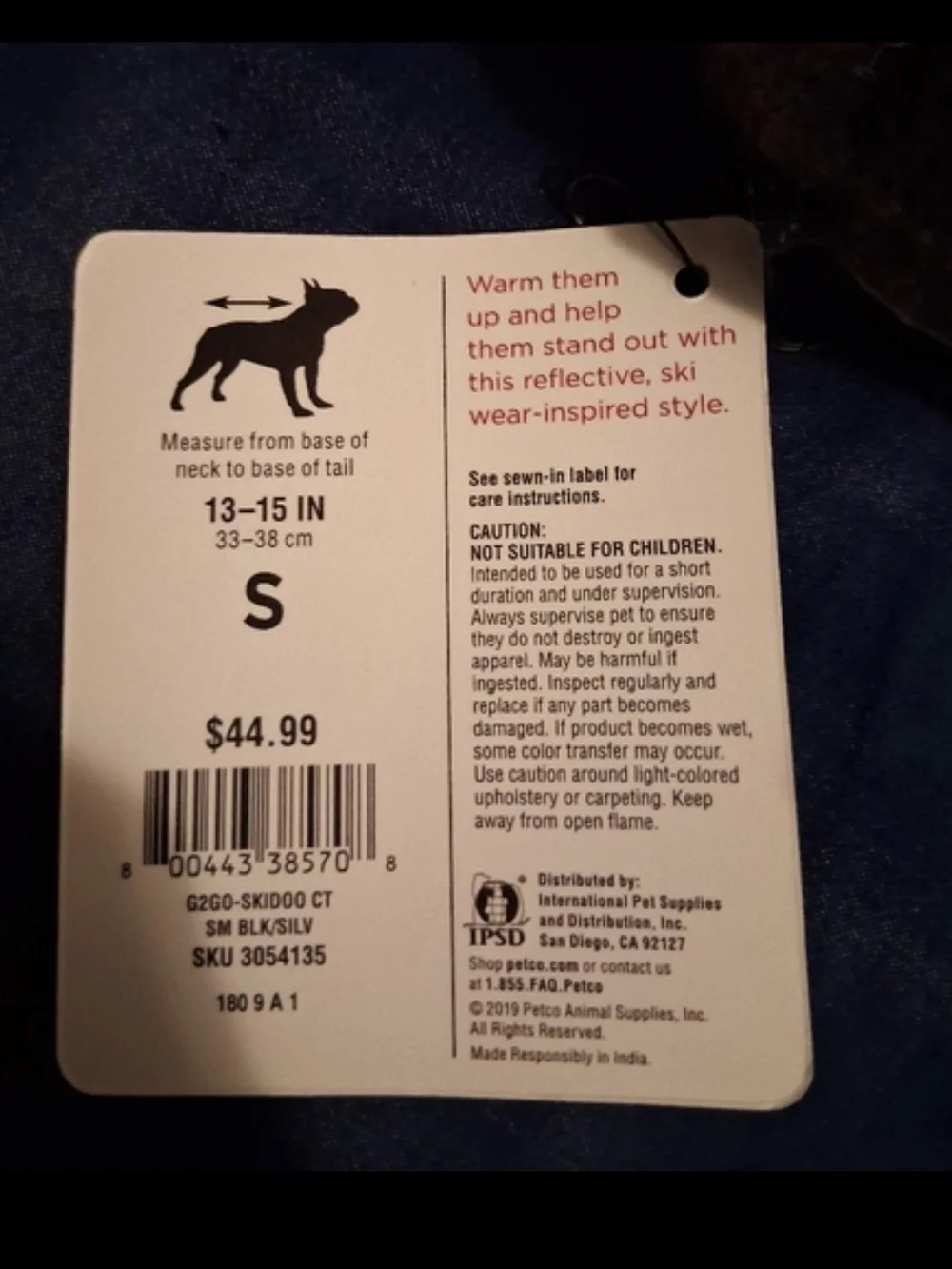 Stylish Black and Gray Dog Jacket for a small dog.  New!